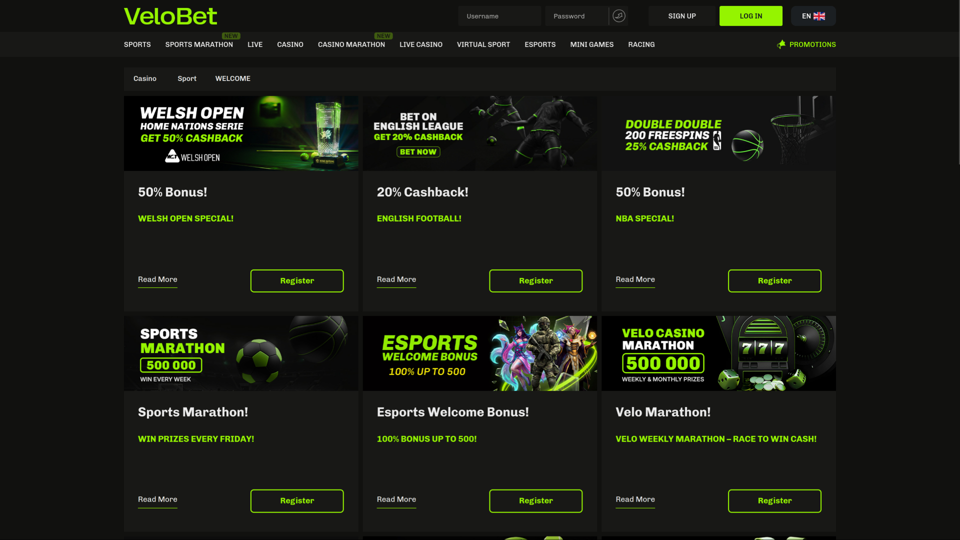 Velobet Desktop Promotions
