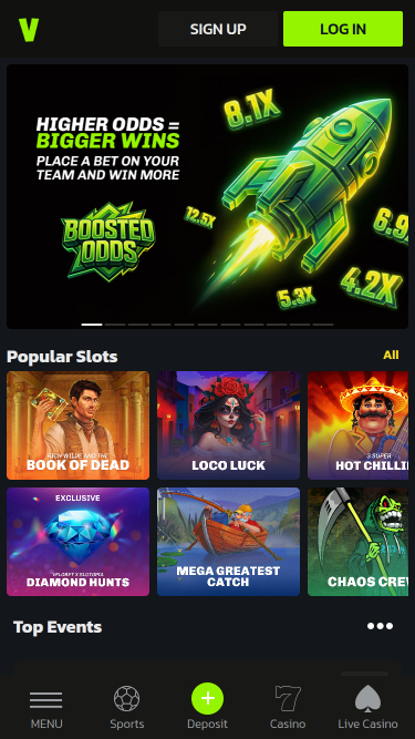 Velobet Mobile Homepage