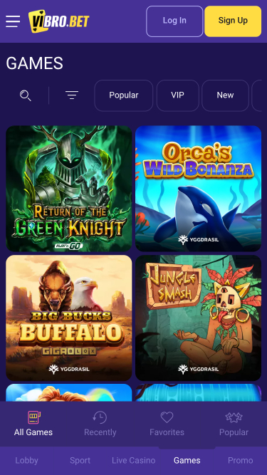 VibroBet Casino Games