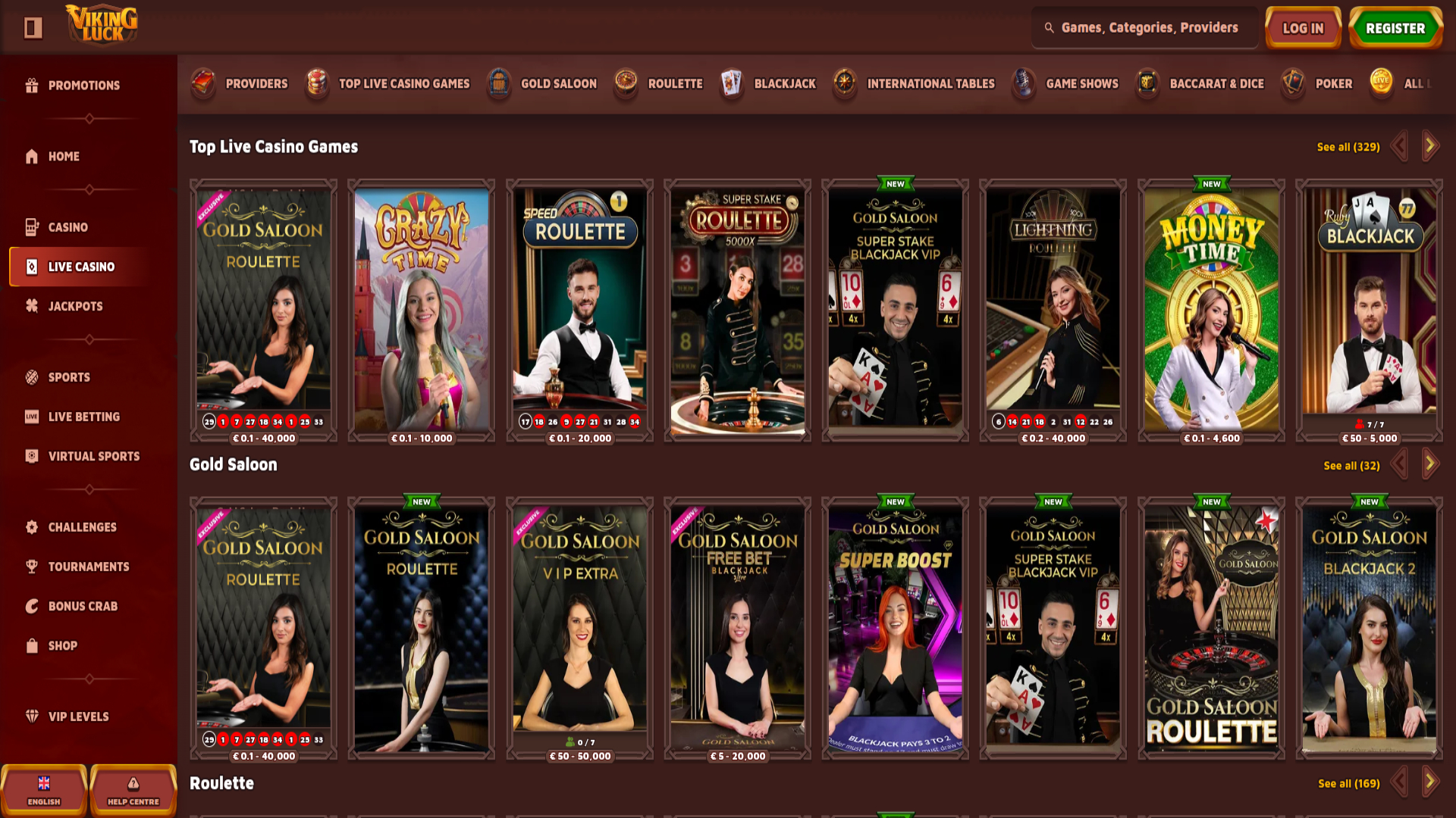 Live Dealers screenshot of VikingLuck Casino for Desktop