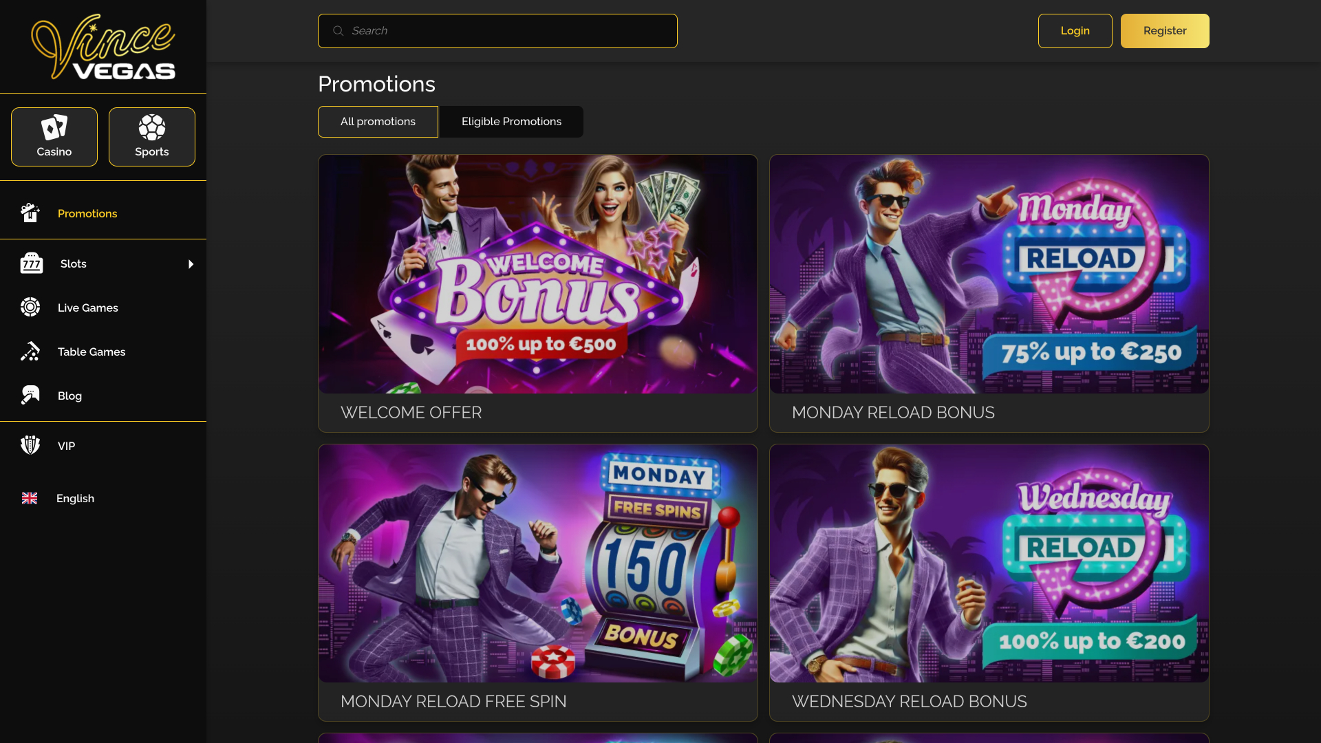 Vince Vegas Casino Desktop Promotions