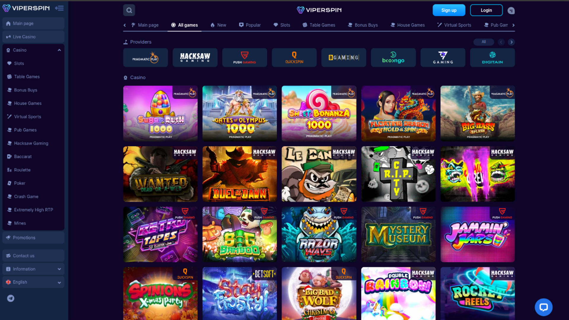 Viperspin Casino Desktop Games