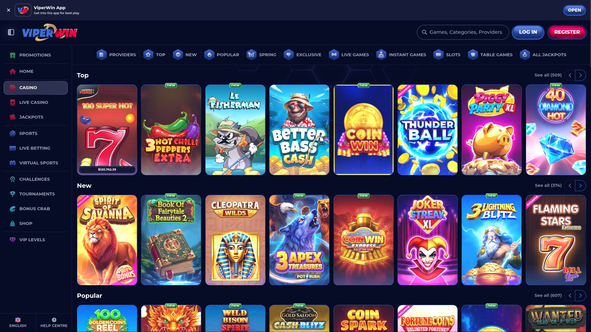 ViperWin Casino Desktop Games