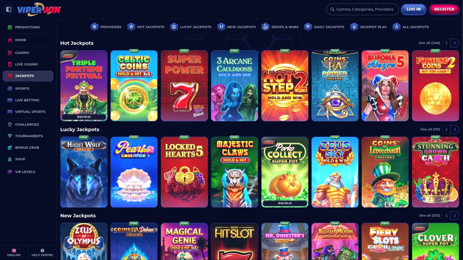 ViperWin Casino Desktop Jackpot