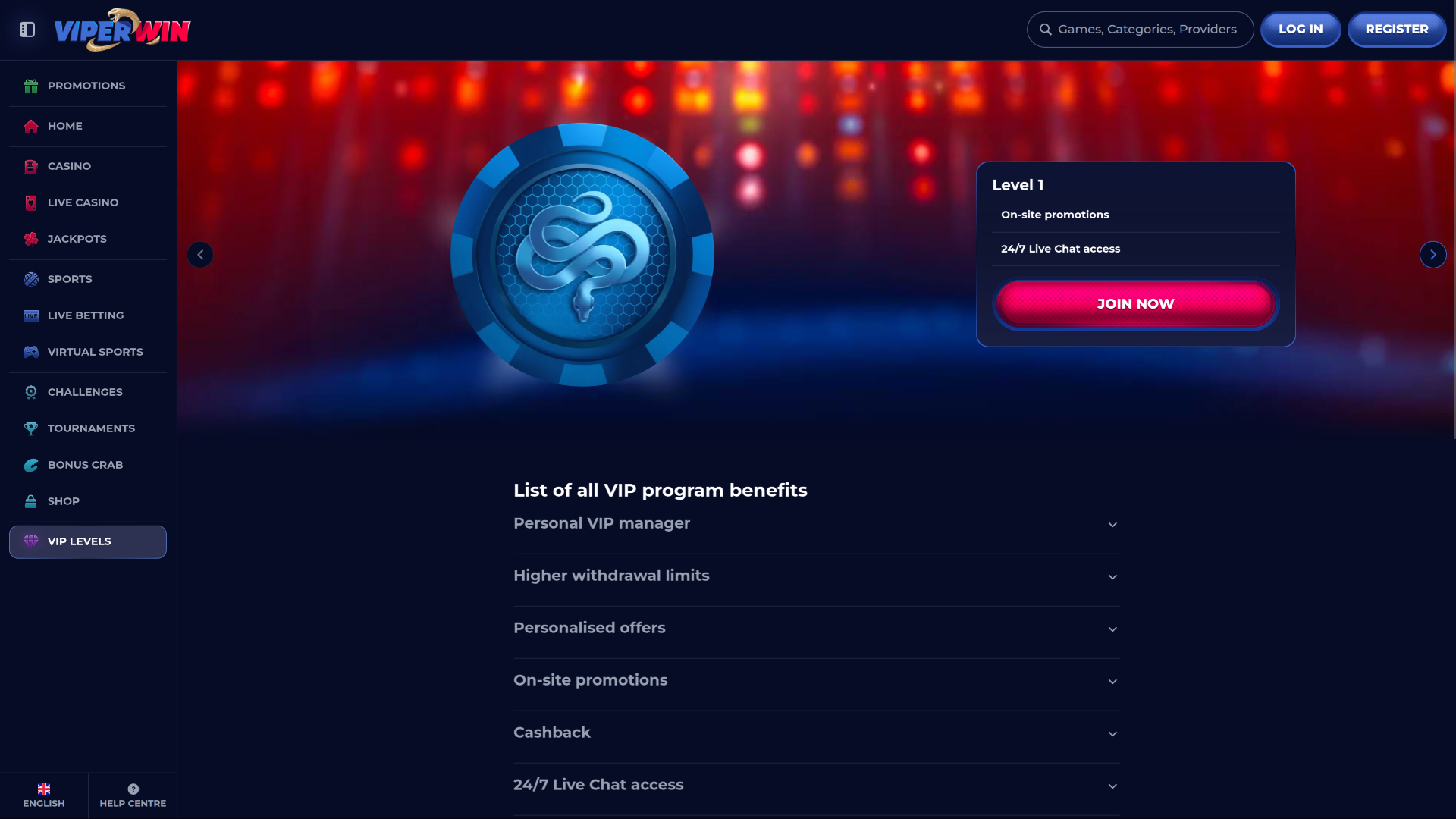 ViperWin Casino Desktop VIP
