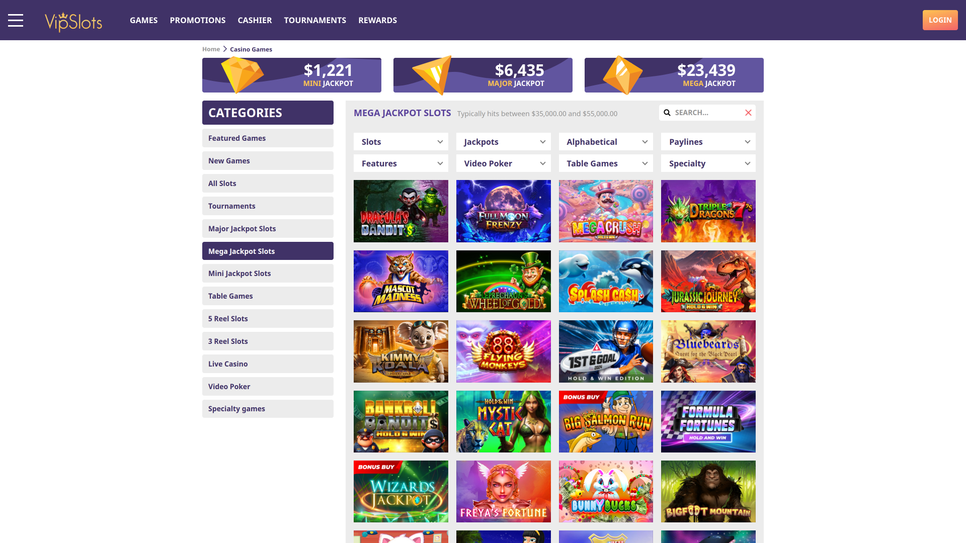 VipSlots Casino Desktop Jackpot