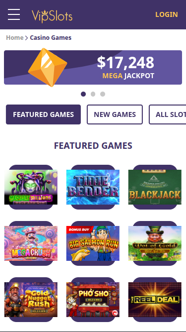 VipSlots Casino Mobile Games