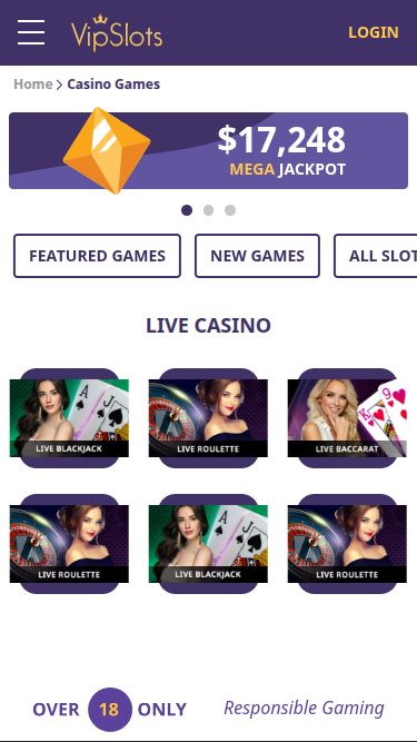 VipSlots Casino Mobile Live Dealer