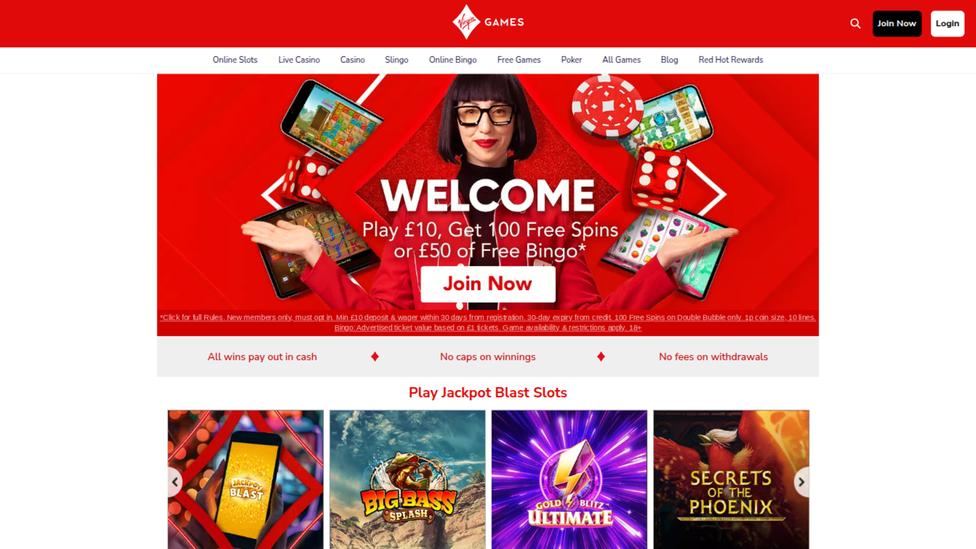 Virgin Games Desktop Homepage