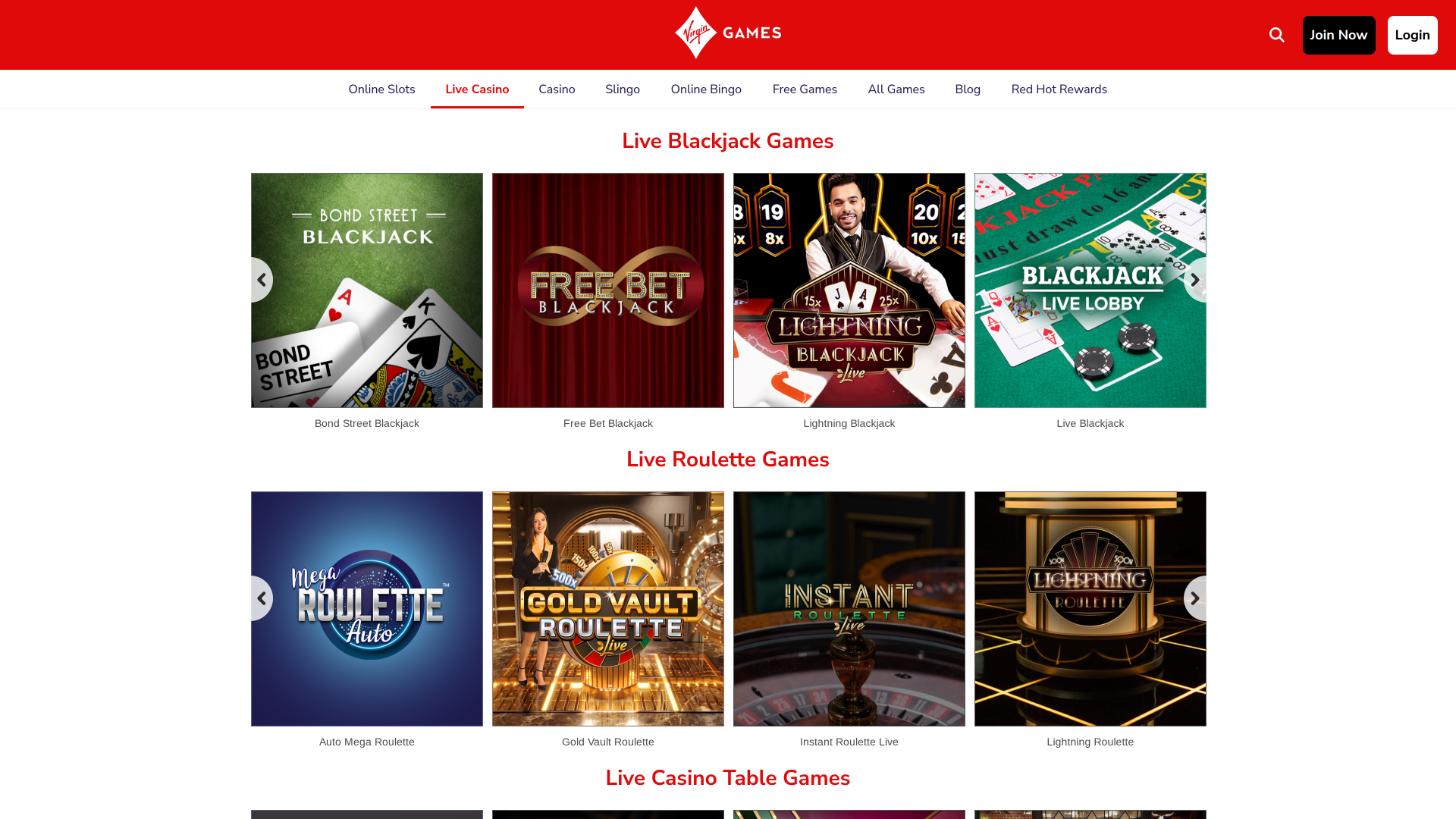 Virgin Games Desktop Live Dealer