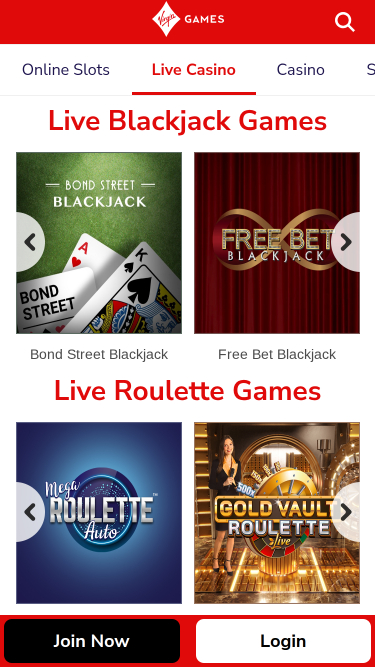 Virgin Games Mobile Live Dealer