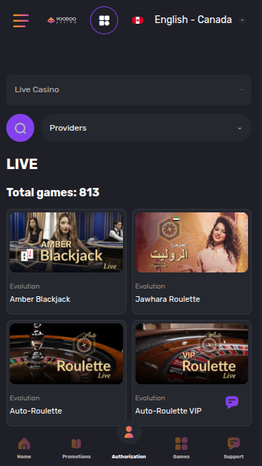 Voodoo Casino Mobile Live Dealer