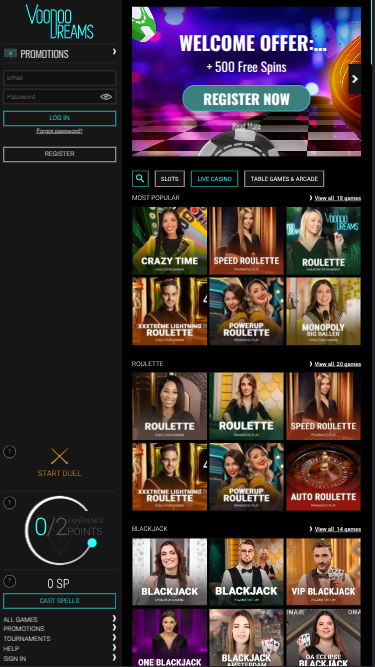 VoodooDreams Casino Mobile Live Dealer