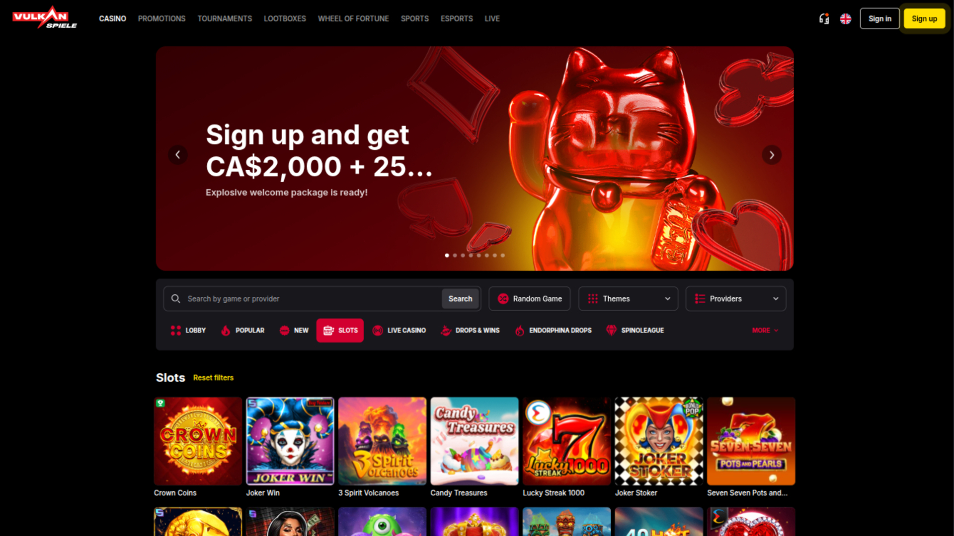 Vulkanspiele Casino Desktop Games