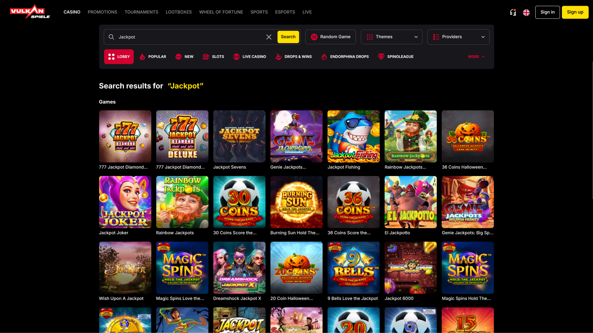 Vulkanspiele Casino Desktop Jackpot