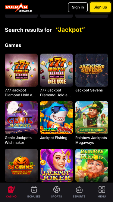 Vulkanspiele Casino Mobile Jackpot