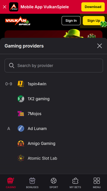 Vulkanspiele Casino Mobile Game Developers