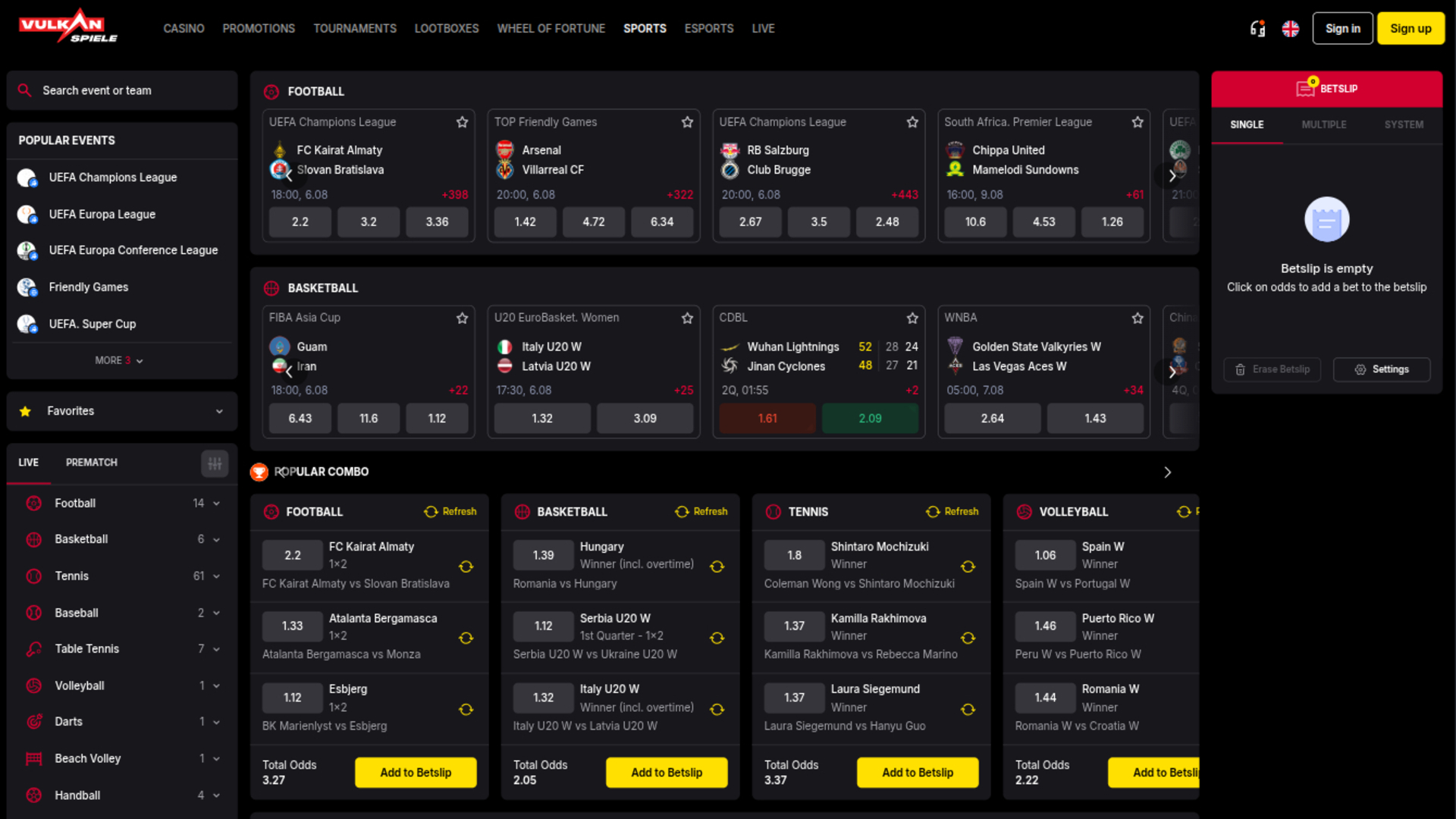 Vulkanspiele Casino Desktop Sports