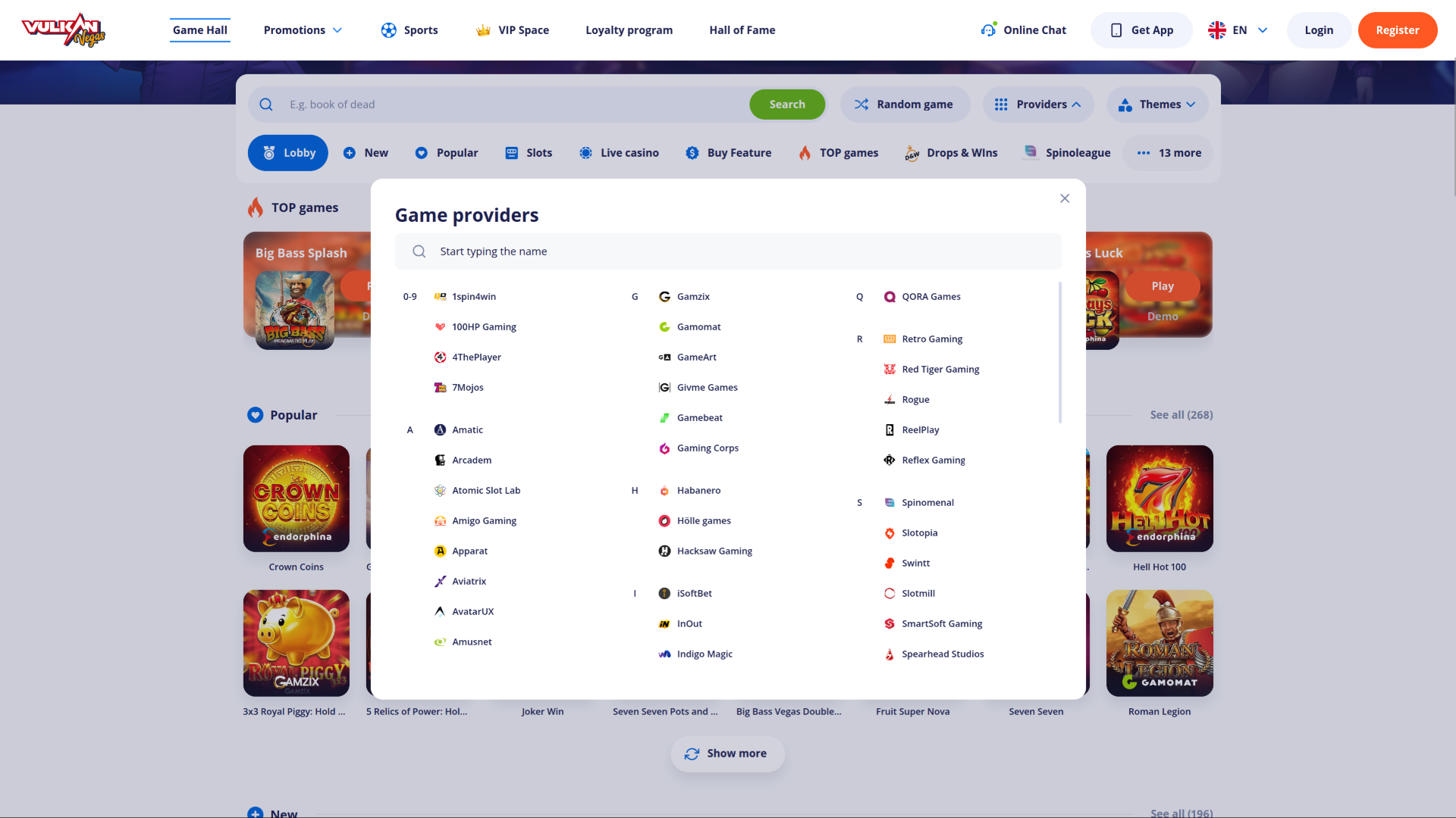 VulkanVegas Casino Desktop Game Developers