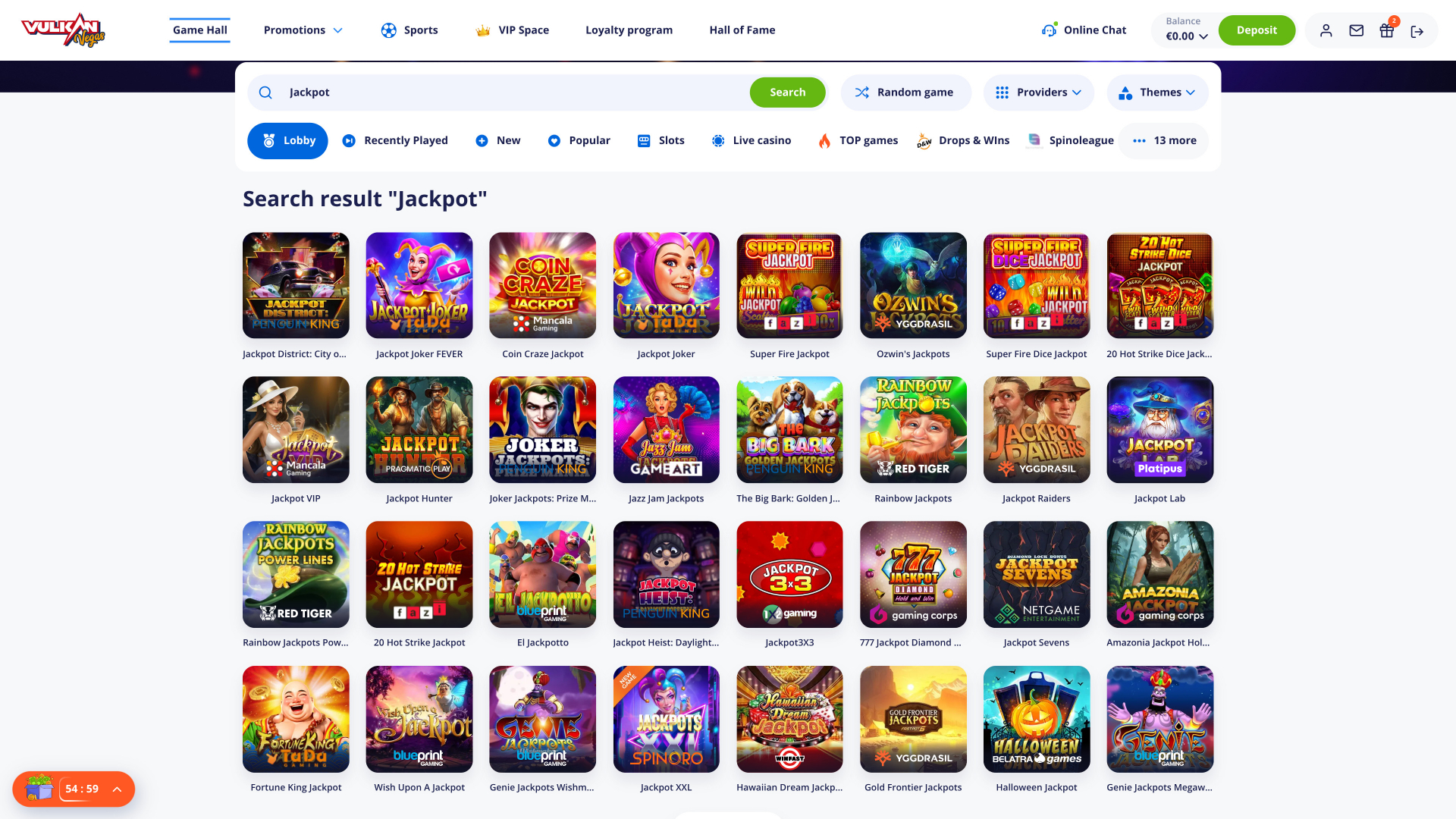 VulkanVegas Casino Desktop Jackpot