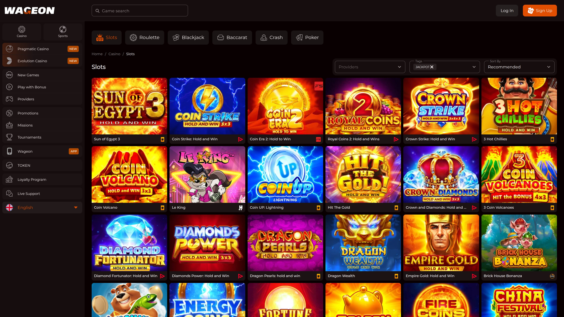 Wageon Casino Desktop Jackpot