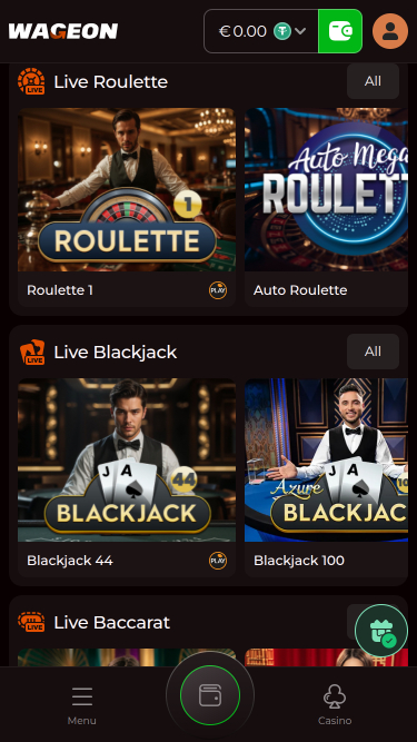 Wageon Casino Mobile Live dealer