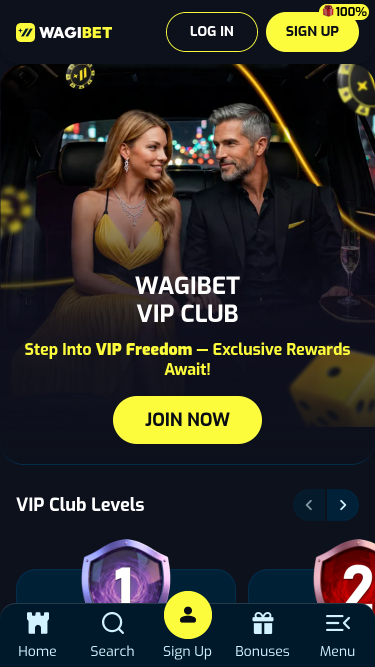 Wagibet Casino VIP mobile page