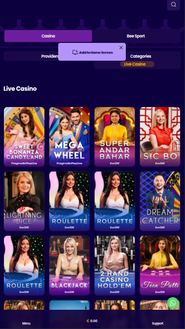 Wazbee Casino Mobile Live Dealer