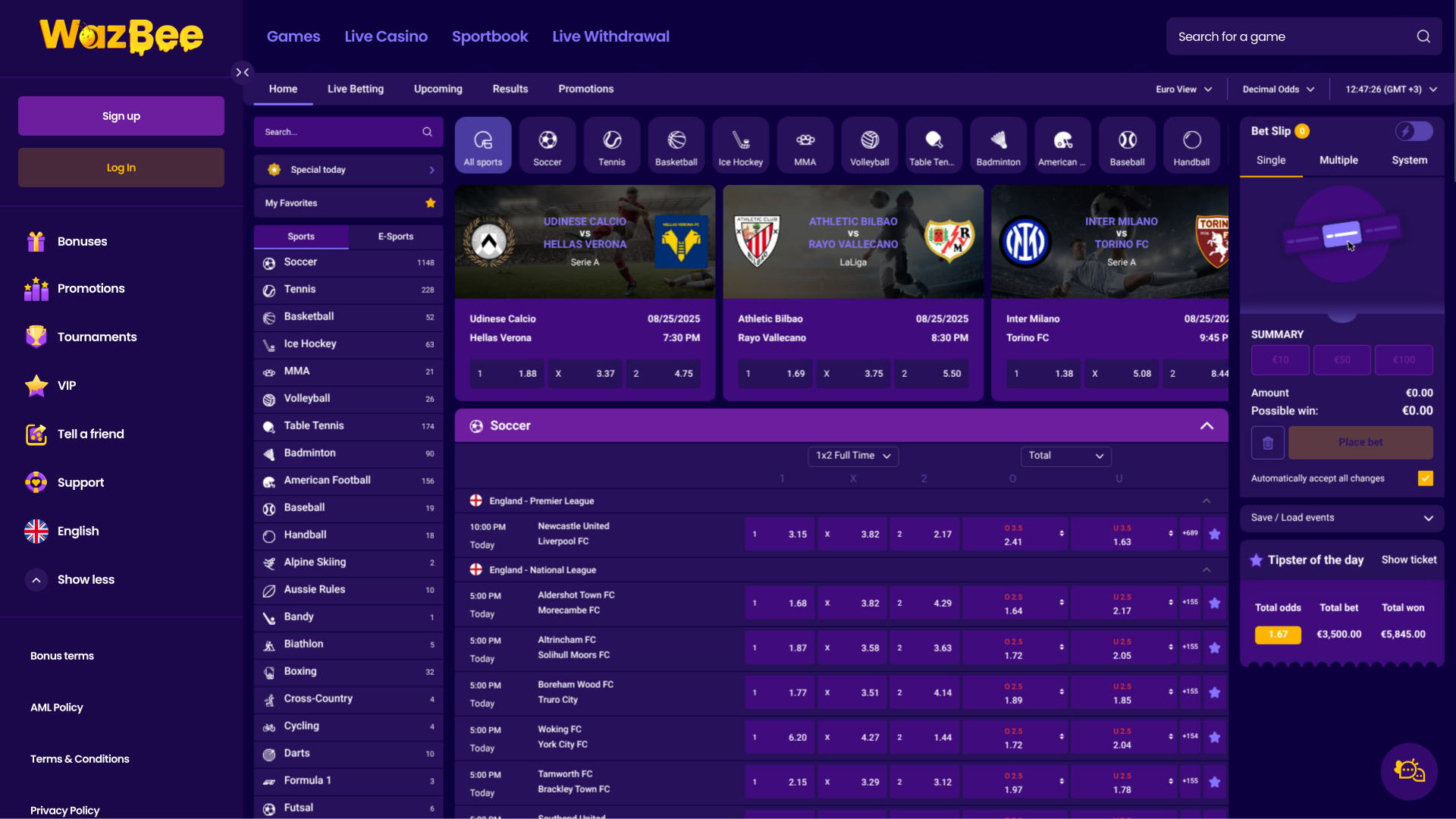 Wazbee Casino Desktop Sportbook