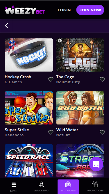 WeezyBet Casino Sport Games Mobile