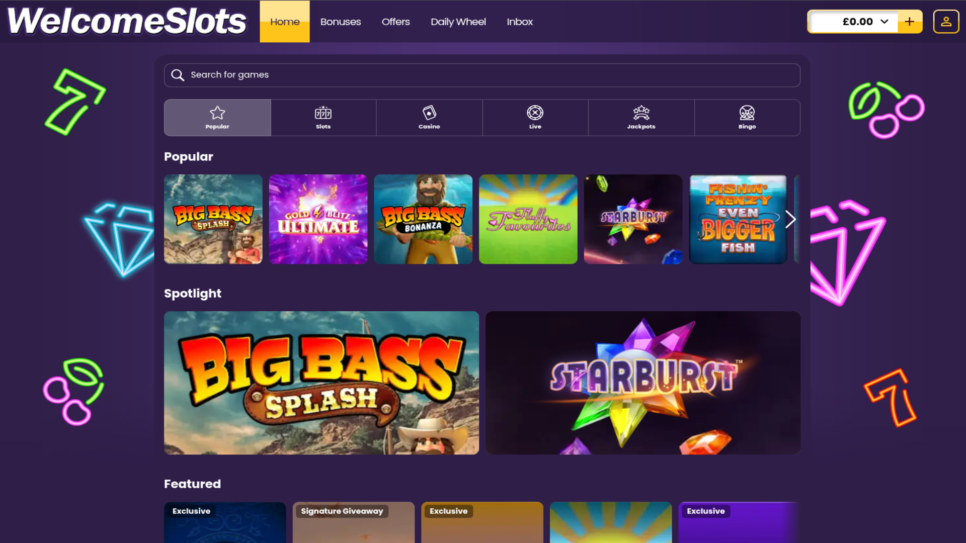 Welcome Slots Casino Games Desktop