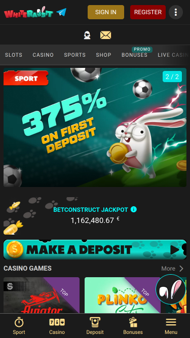 White Rabbit Homepage Mobile