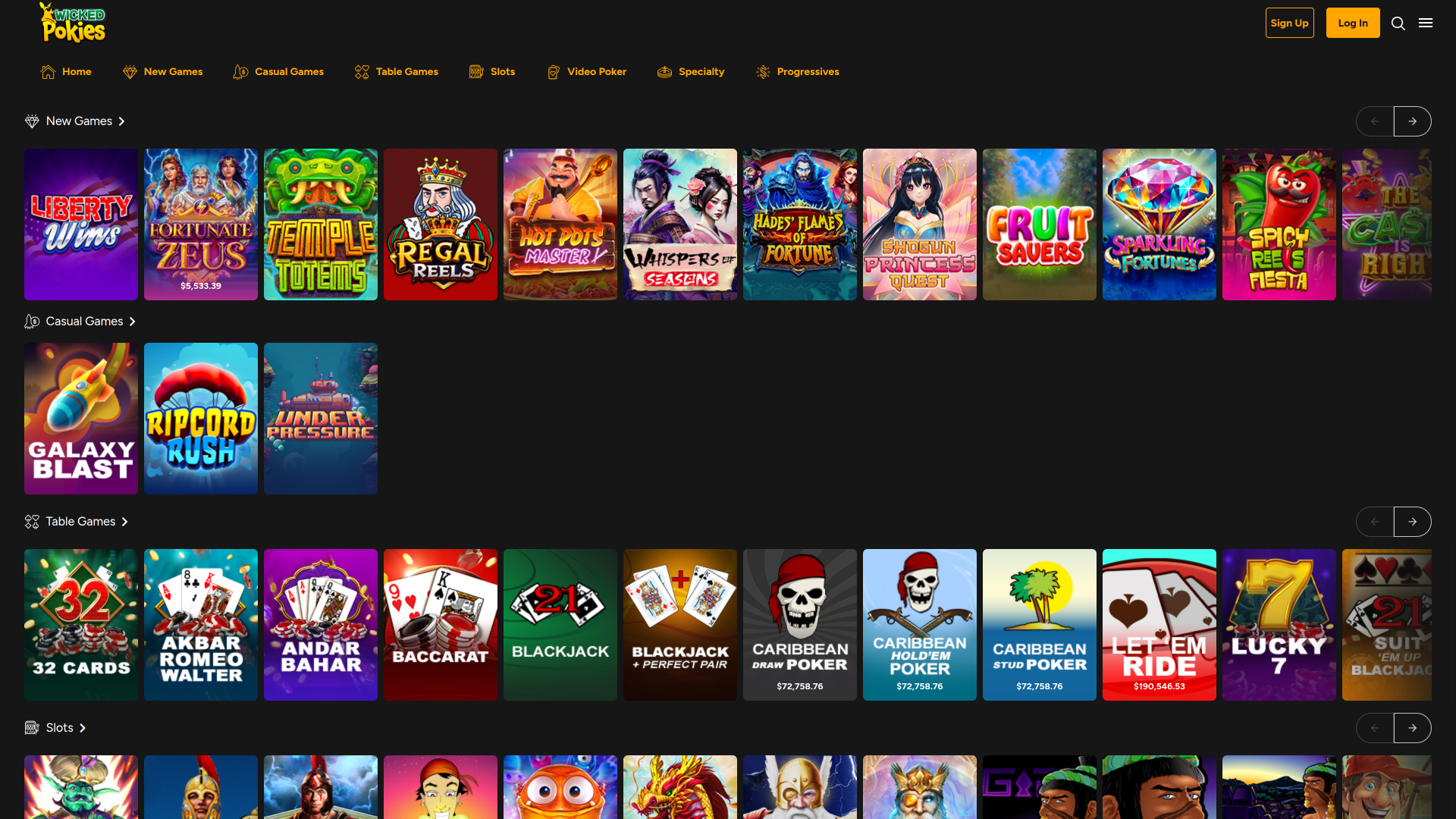 Wicked Pokies Casino Games Desktop