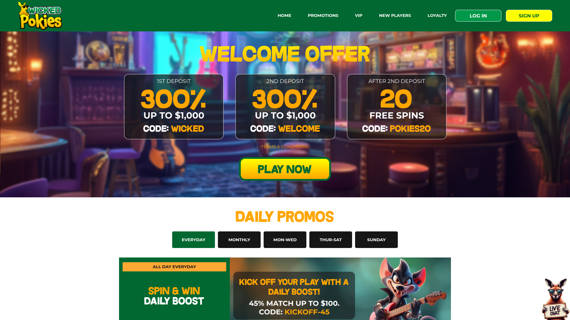 Wicked Pokies Casino Promotions Desktop