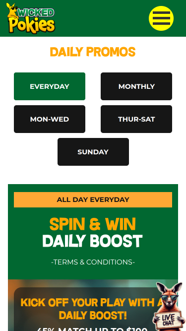 Wicked Pokies Casino Promotions Mobile