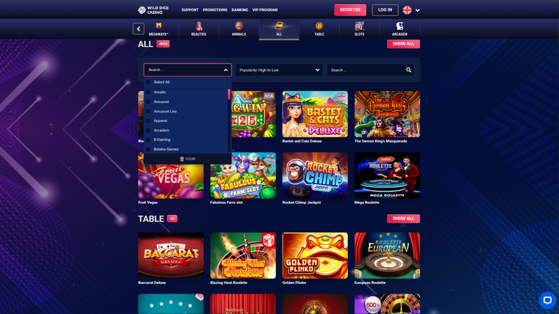 Wild Dice Casino Desktop Game Developers