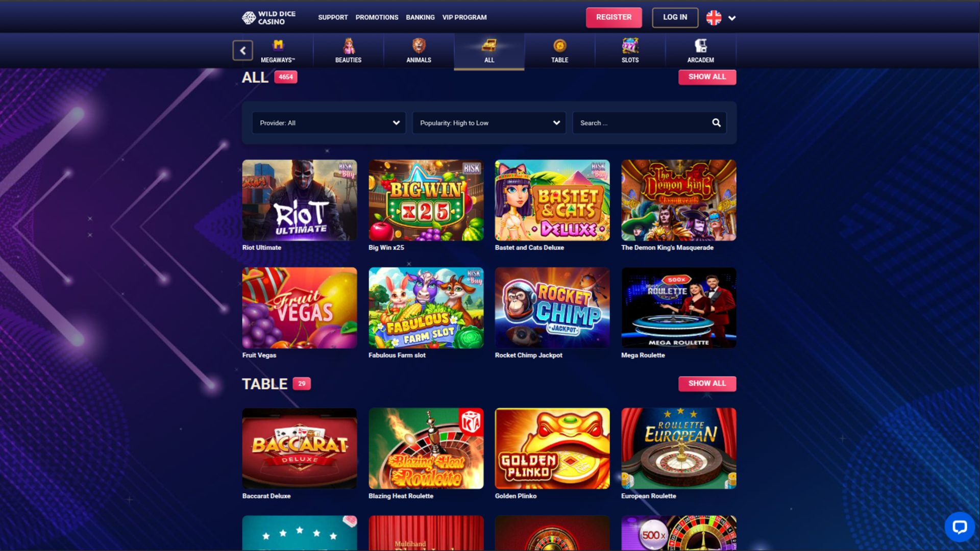 Wild Dice Casino Desktop Games