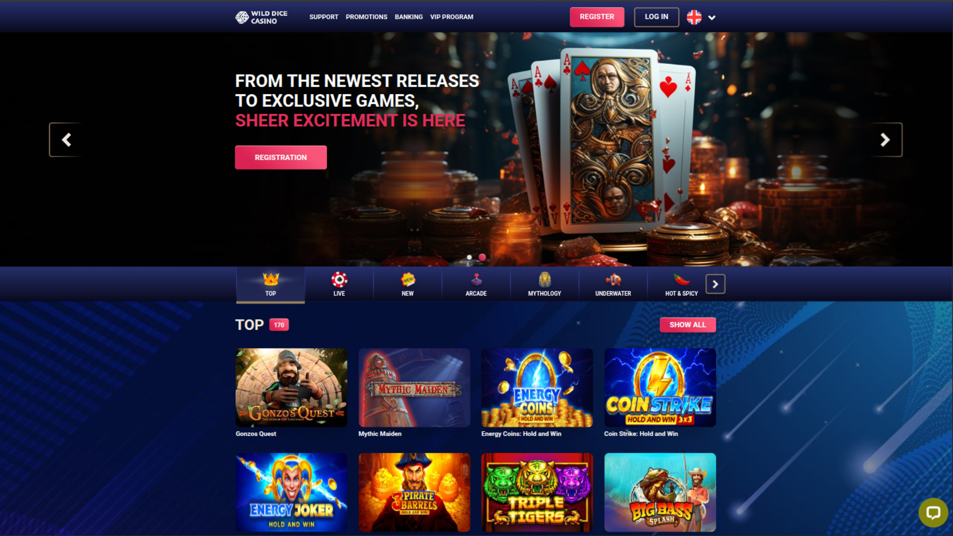 Wild Dice Casino Desktop Homepage