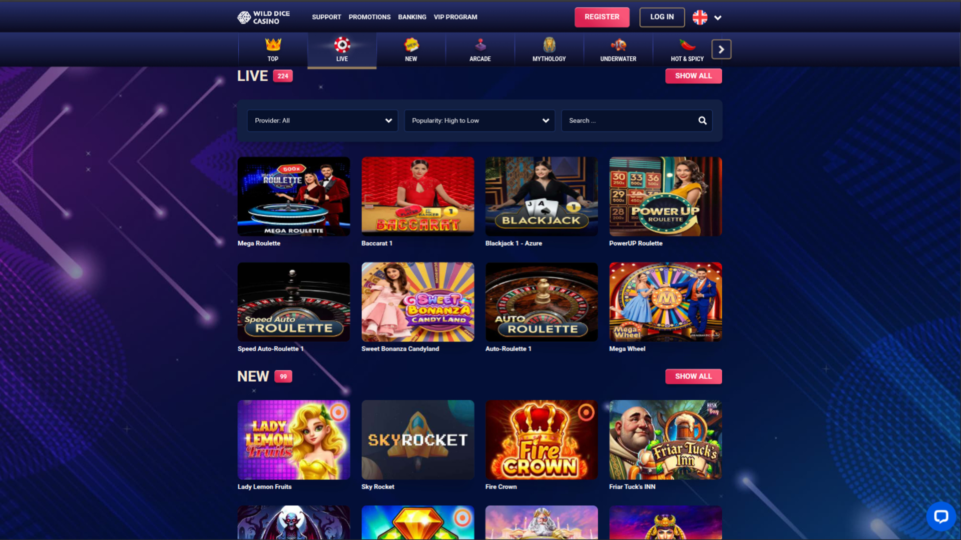 Wild Dice Casino Desktop Live Dealer