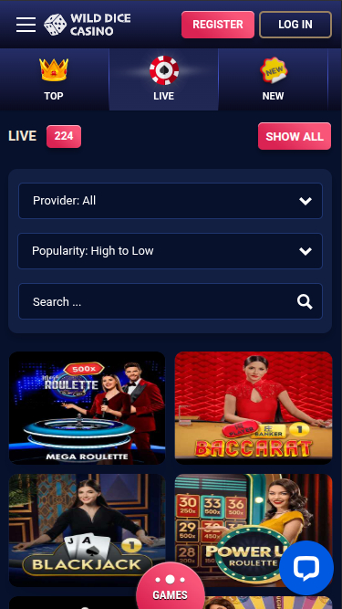 Wild Dice Casino Mobile Live Dealer