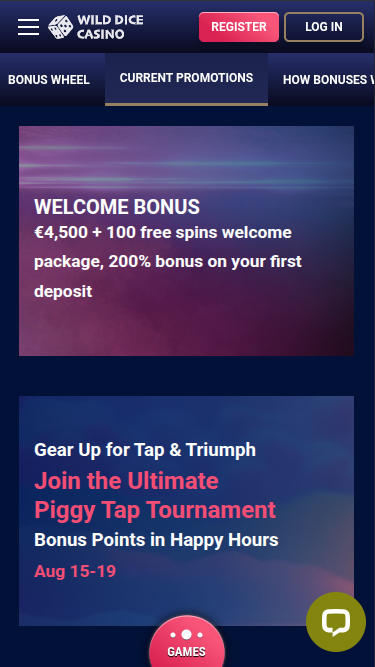 Wild Dice Casino Mobile Promotions