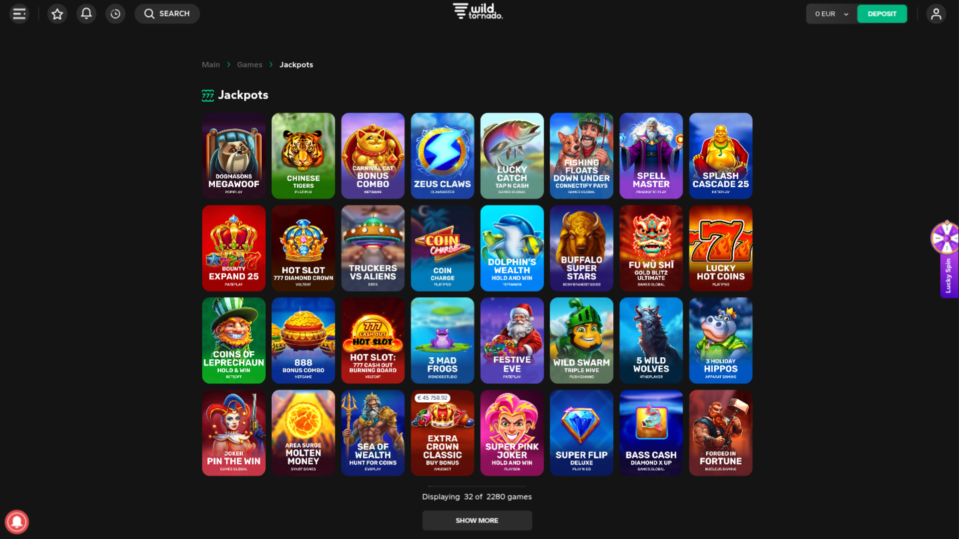 Wild Tornado Casino Desktop Jackpot