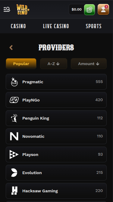 Wildsino Casino Mobile Game Developers