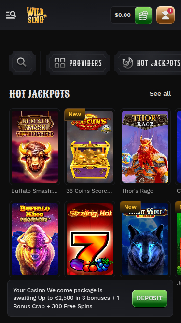Wildsino Casino Mobile Jackpot
