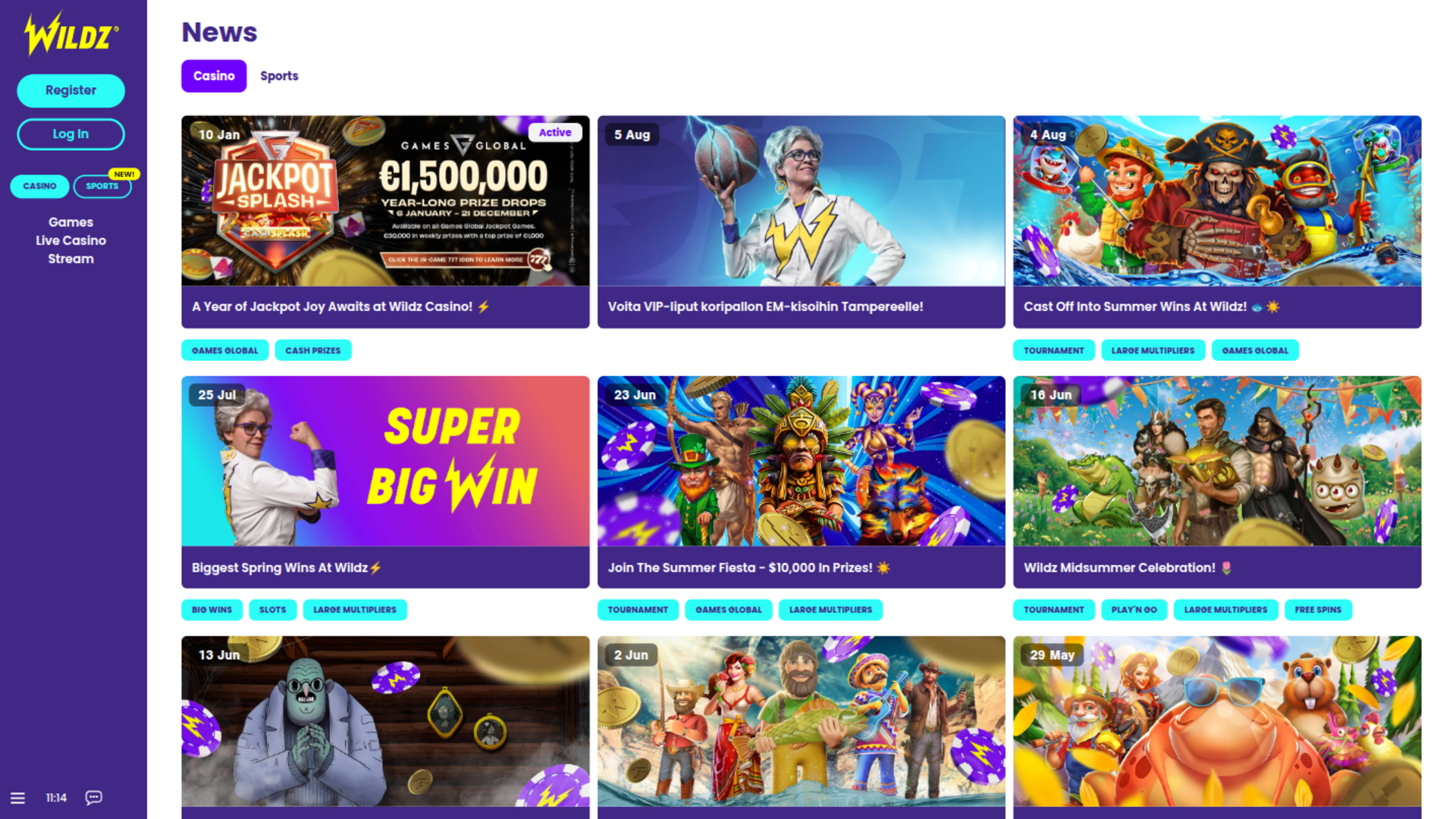 Wildz Casino Desktop-Aktionen