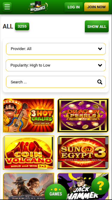 Win Machance Casino Mobile Games