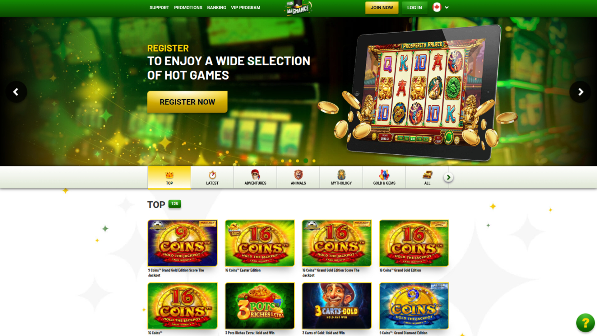Win Machance Casino Desktop Homepage