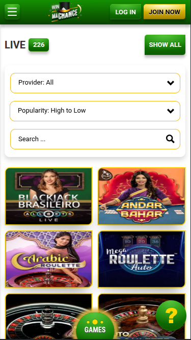Win Machance Casino Mobile Live Dealer