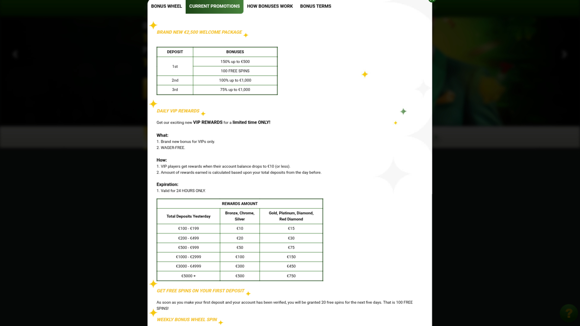 Win Machance Casino Desktop Promotions