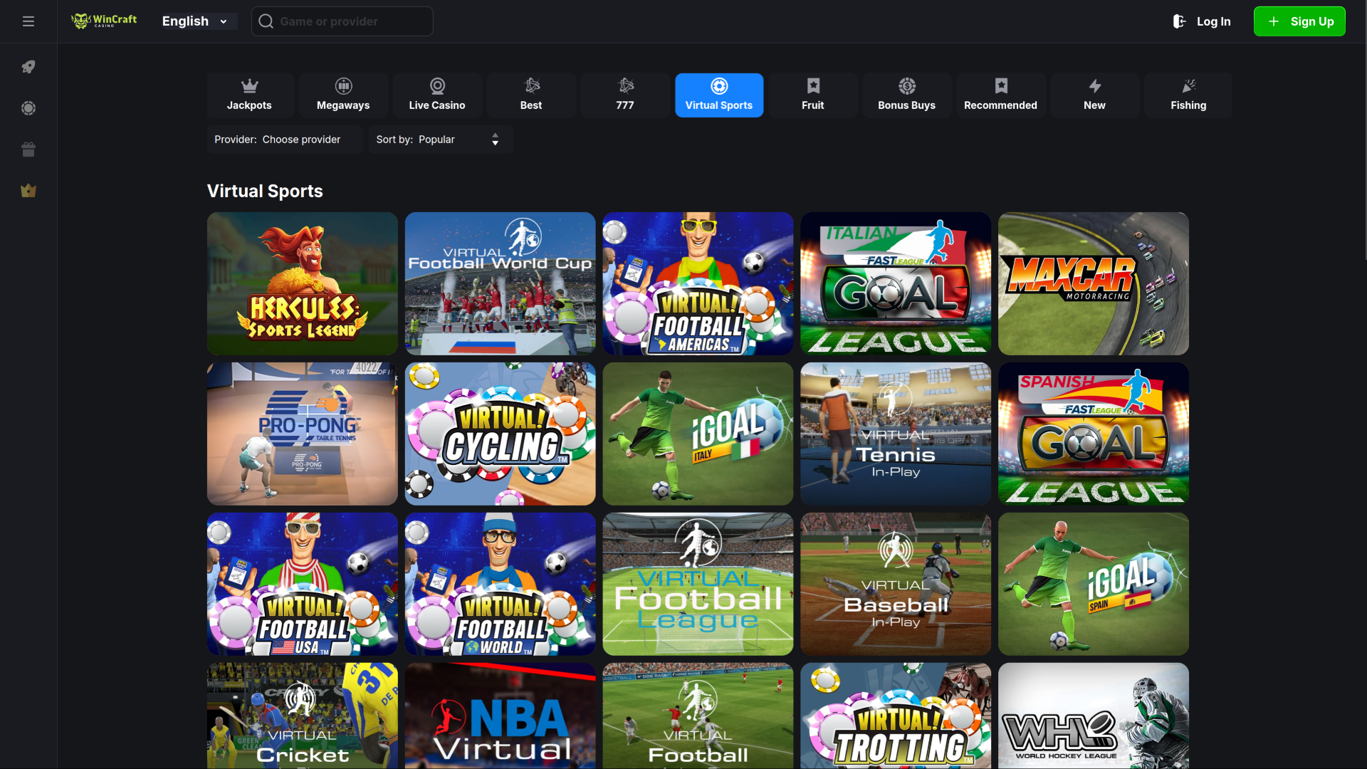 Wincraft Casino Desktop Virtual Sports